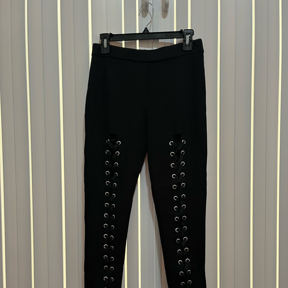 Black lace up pants